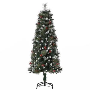 HOMCOM kunstkerstboom 1,5 m kerstboom dennenboom 360 takken metalen voet PVC groen Ø50 x 150 h cm