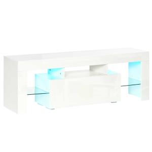 HOMCOM Mueble de TV con Luces LED Control Remoto Estantes Ajustables Cajón 130x35x45 cm