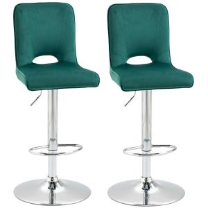HOMCOM Conjunto 2 Taburetes de Bar Giratorios y Regulables en Altura de 97-117 cm Verde