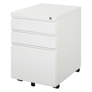 Vinsetto Mobile Vertical File Cabinet Lockable Steel 3-Drawer Rolling Filing Cabinet White