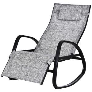 Outsunny Tumbona Mecedora de Exterior con Respaldo y Reposapiés Regulables 64x94x108 cm Gris