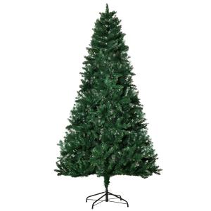 HOMCOM Árbol de Navidad Artificial 210 cm Ignífugo con 1064 Ramas con 2 Tipos de Puntas de PVC y Soporte de Acero Decoración Navideña de Interior Verde