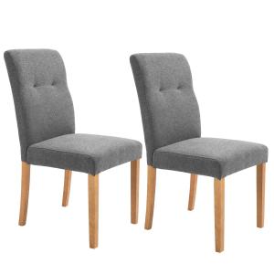 HOMCOM Conjunto de 2 Sillas de Comedor con Respaldo Alto Asiento Acolchado y Tapizadas con Tejido Transpirable con Tacto de Lino Cocina Sala de Estar 50x62x96 cm Gris