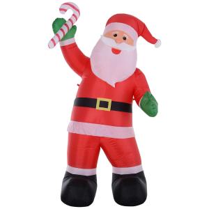 Nadmuchiwany Święty Mikołaj z laską cukrową 243 cm Santa Claus prezent LED