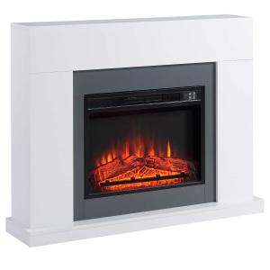 Kominek elektryczny LED kominek podłogowy z efektem płomienia 1800/2000 W kolor biały