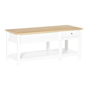 HOMCOM salontafel woonkamer tafel met lade bijzettafel salontafel theetafel nachtkastje MDF wit + eiken 108 x 48 x 48 cm
