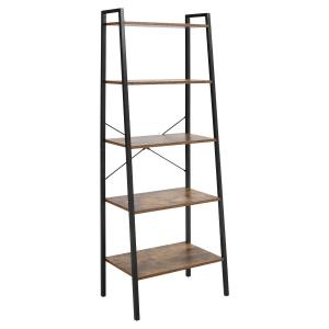 HOMCOM boekenplank 5-laags kantoorplank opbergplank ordnerplank keukenplank voor de woonkamer keuken badkamer kantoor spaanplaat metaal rustiek bruin + zwart 56 x 34 x 160 cm