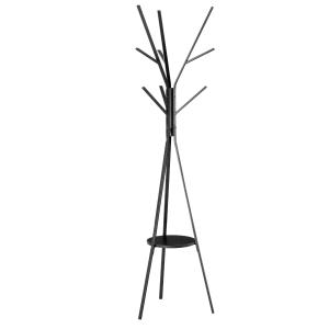 HOMCOM 180cm Free Standing Metal Coat Rack Stand 9 Hooks Clothes Tree with 1 Shelf Hat Display Hall Tree Hanger Bag Umbrella Hanging Organiser for Hallway Bedroom Waiting Room Living Room (Black)