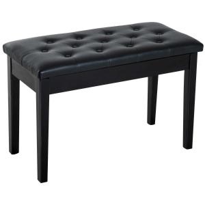 HOMCOM Faux Leather Piano Stool Makeup Dressing Stool Bench Dressing Table Seat with Storage 76x36x50cm,Black