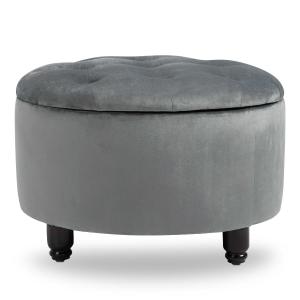 HOMCOM Storage Ottoman Footrest Corner Chair Rubber Wood Feet with Floor Protector Removable Lid