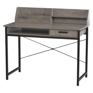 HOMCOM Study Desk with Open Shelves Drawer Writing Table Computer Desk Industrial Design Furniture for Home Office & Study Use Grey