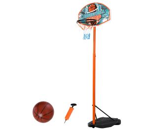 HOMCOM 3 Pcs Kids Children Basketball Stand Set w/ Hoop Ball Pump Netting Backboard Exercise Sport Gaming Fun Adjustable Height from 180 cm to 230 cm