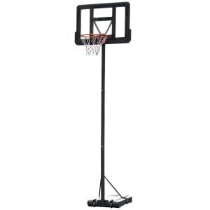 HOMCOM Portable Freestanding Basketball Hoop Stand Transparent Backboard 231-305cm Adjustable Basketball Hoop with Two Moving Wheels For Adult Outdoor & Indoor Use