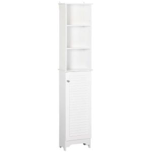 HOMCOM Freestanding Bathroom Storage Cabinet w/ 6 Shelves Cupboard Tower Organisation Home Bathroom Furniture 34L x 20W x 165H cm White