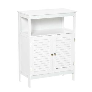 kleankin Freestanding Bathroom Storage Cabinet Organizer Cupboard with Double Shutter Doors Wooden Furniture White