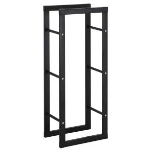 HOMCOM Metal Firewood Log Holder Rack Elevated w/ Balanced Base Side Rails Indoor Outdoor Traditional Fireplace Log Storage Cradle 100 x 40 x 25cm