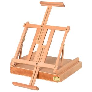 HOMCOM Foldable Studio Easel Angle & Height Adjustable Beechwood Painting and Display Easel, Portable Sturdy Table Desktop Holder Stand with Drawer