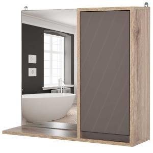 HOMCOM Wall Mounting Bathroom Mirror Cabinet w/ Inner Shelf Home Bathroom Make Up Shaving Mirror Cabinet 57L x 14.2W x49.2H cm
