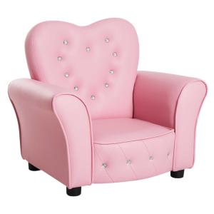 HOMCOM Sponge PVC Kids Mini Sofa Children Armchair Seating Chair Relax Playroom Seater Girl Princess Pink