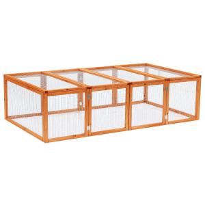 Pawhut 6ft Outdoor Wooden Rabbit Hutch Cage with Wire Mesh Safety Run and Play Space 181 x 100 x 48 cm