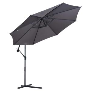 Outsunny 3 meter Cantilever Umbrella Garden Banana Parasol Patio Hanging Sun Shade Grey