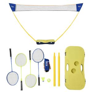HOMCOM Portable Folding Badminton Net Set Adults Kids Indoor Outdoor Exercise Training w/ 2 Pairs Of Badminton Rackets 2 Nylon Shuttlecocks