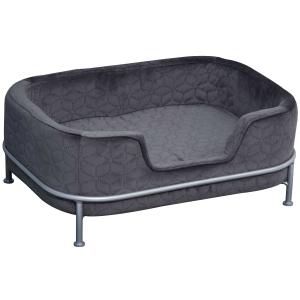 PawHut Pet Sofa Dog Bed Couch Cat Kitten Sponge Removable Cushion Lounge Metal Stand Elegant Bed Seat Furniture Grey 63.5 x 43 x 24.5 cm