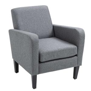 HOMCOM Modern Fabric Accent Chiar Club Armchair Sofa with Padded Seat,Light Grey