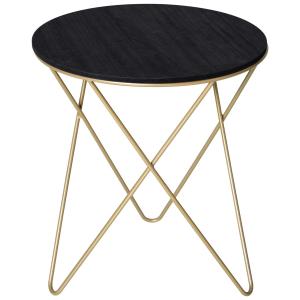 HOMCOM Wooden Metal Round Coffee Table Sofa End Side Bedside Table Modern Style Living Room Decor - Black Gold Color (Φ43cm)