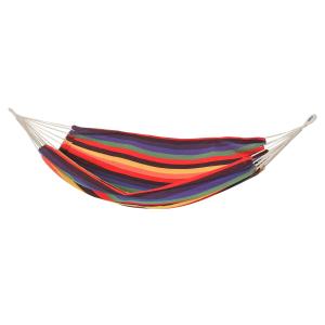 Outsunny Brazilian Style Hammock Extra Large Cotton Hanging Camping Bed for Patio Backyard Lounging, Indoor Outdoor Use,Carrying Bag Included, Rainbow Stripe