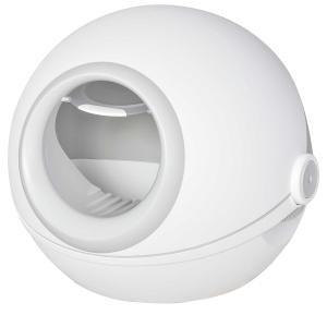 PawHut Space Capsule Cat Litter Box With Litter Scoop Deodorant and Splash-Proof Cat Furniture Toilet White Grey