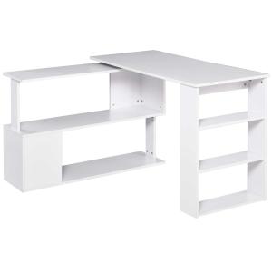 HOMCOM 360° Rotating Home Office Corner Desk and Storage Shelf Combo