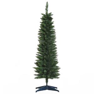 HOMCOM 1.5m 5ft Artificial Pine Pencil Slim Tall Christmas Tree with 294 Branch Tips Xmas Holiday Décor with Stand