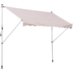 Outsunny Balcony 3 x 1.5m Manual Adjustable Awning DIY Patio Clamp Awning Canopy Retractable Shade Shelter - Beige