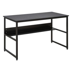 HOMCOM Computer Desk w/ Storage Shelf Adjustable Feet Metal Frame Home Office Laptop Study Writing Workstation Table Black