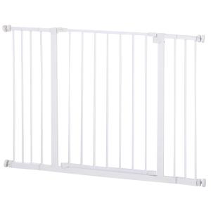 PawHut Dog Gate Pet Safety Gate Stair Barrier Auto Close Door Adjustable 72 - 107 cm, White