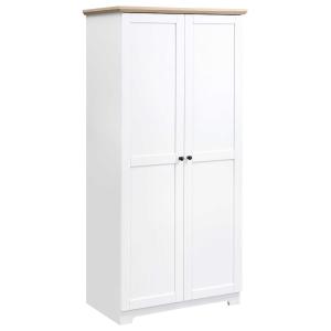 HOMCOM 172cm Wooden Storage Cabinet Cupboard With 2 Doors 4 Shelves White Living Room Bedroom Office