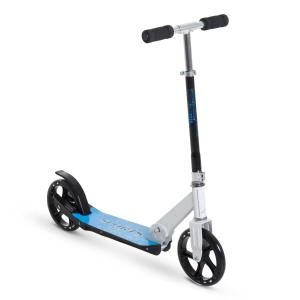 HOMCOM 2 Wheel Kids Stunt Kick Scooter Foldable Teens Commuter Aluminium Frame Adjustable Handles - White Blue