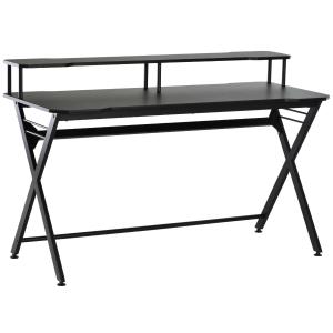 HOMCOM 47 inch/1.2M Gaming Computer Desk Writing Racing Table Workstation with Headphone Hook Curved Front Adjustable Feet for Home Office Use