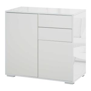 HOMCOM High Gloss Sideboard Push-Open Design with 2 Drawer for Living Room, Bedroom, White