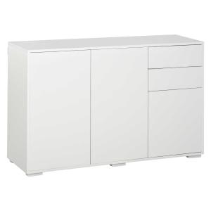 HOMCOM Modern Stylish Freestanding Push-Open Design Cabinet with 2 Drawer, 2 Door Cabinet, 2 Part Inner Space, for Living Room, Bedroom, Bathroom, Kitchen, White