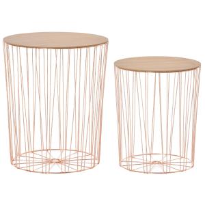 HOMCOM Modern Style 2 Pack Bedside Table W/ Storage Sofa End Side Night Stand Bedroom Living Room - Rose Gold Color Base