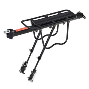 HOMCOM Aluminum Rear Bike Pannier Rack Carrier Max 25kg Load, Adjustable Bicycle Back Seat Rack Holder w/ Red Reflector For Cycling Camping Touring Sport