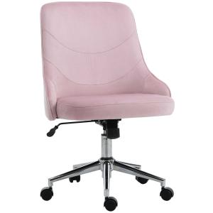 Vinsetto Modern Mid-Back Home Office Chair Velvet Touch Executive Computer Desk Chair 360° Swivel with Rocking Function Adjustable Height, Pink