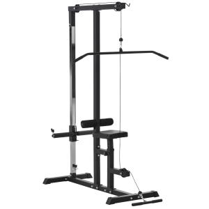 HOMCOM Exercise Pulley Machine Pulldown Machine Power Tower with Adjustable Seat Multiple Cable Positions for Strengthening Muscle Groups