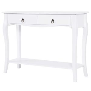 HOMCOM Console Table Modern Sofa Side Desk with Storage Shelves Drawers for Living Room Entryway Bedroom Ivory White