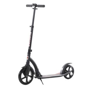 HOMCOM Teens Adult Kick Scooter Foldable Adjustable Height Aluminium Frame Ride On Toy for 14+ - Black