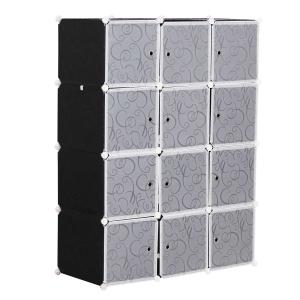 HOMCOM DIY Wardrobe Portable Interlocking Plastic Modular Closet Bedroom Clothes Storage Cabinet Cube Organiser