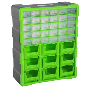 DURHAND Plastic 39 Drawer Parts Organiser Wall Mount Storage Cabinet Garage Small Nuts Bolts Tool Clear