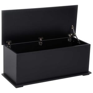 HOMCOM Wooden Storage Box Clothes Toy Chest Bench Seat Ottoman Bedding Blanket Trunk Container with Lid - Black